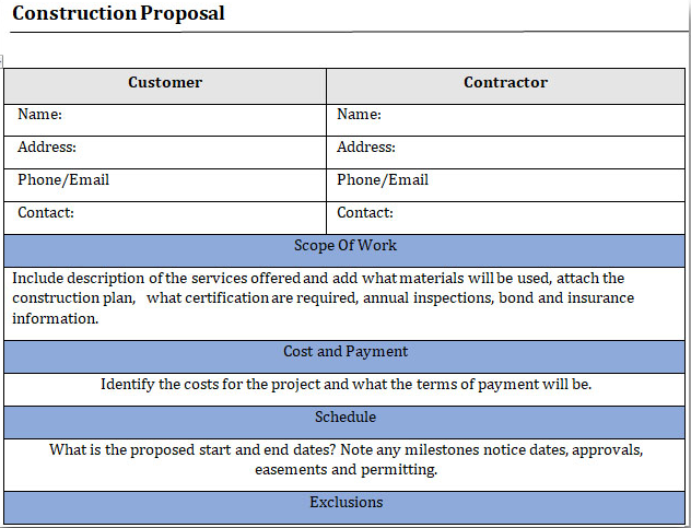 construction cost template